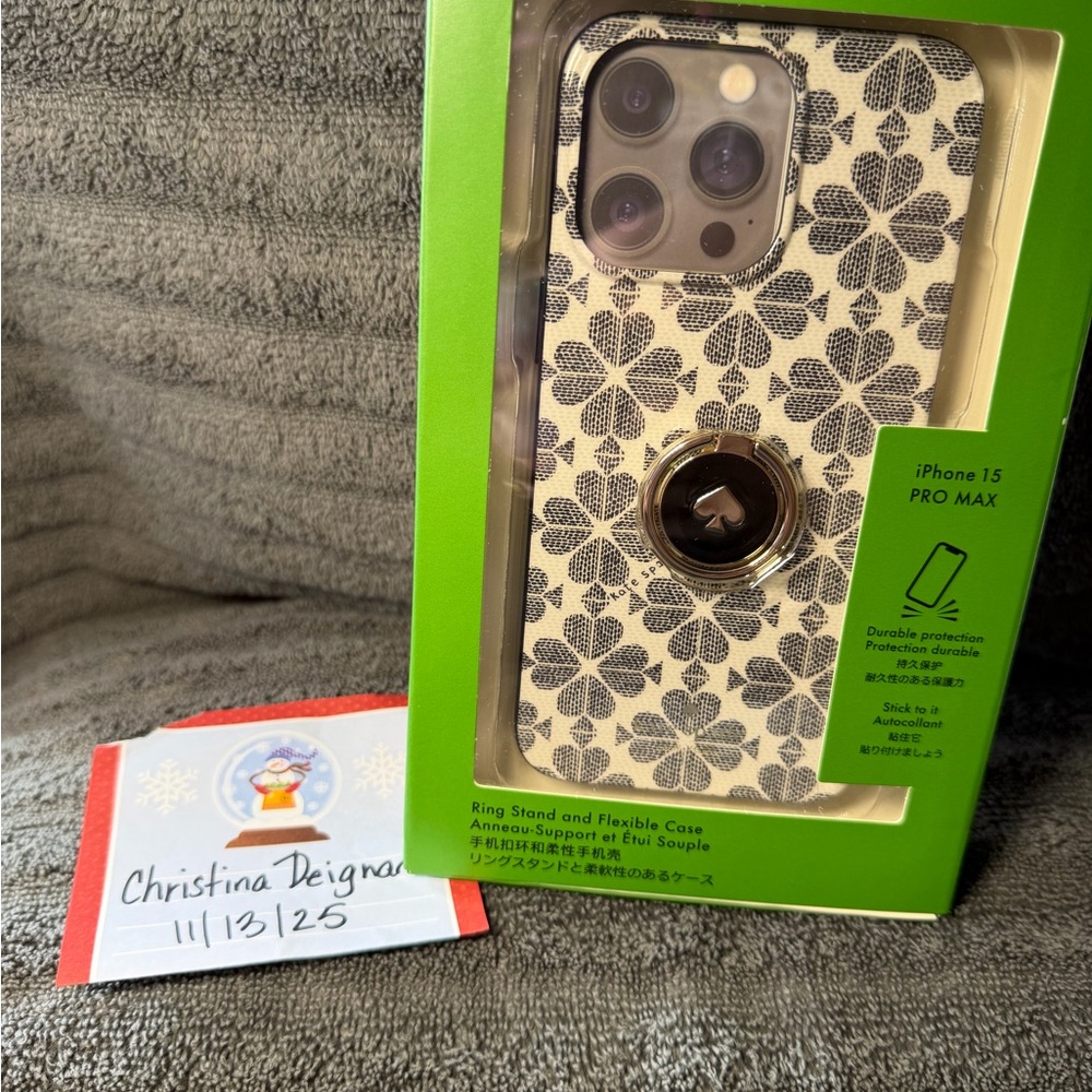 iPhone 15 Pro Max Case with Ring Stand - Black Floral